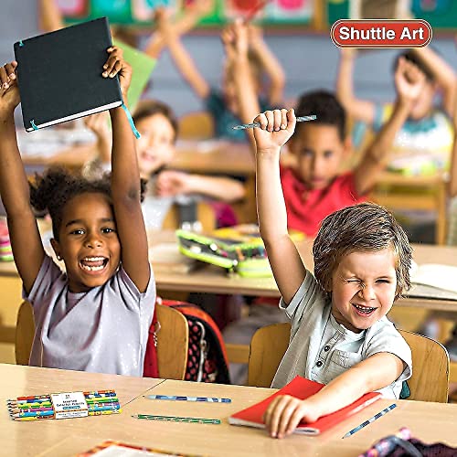 Shuttle Art Pencils and Erasers Bundle, Set of 180 Pack Assorted Colorful Pencils + 120 Pack Pink Erasers Bulk Shuttle Art