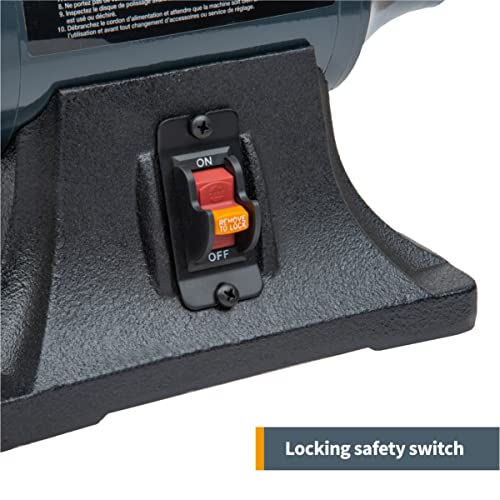 POWERTEC BF800C Slow Speed and Long Shift Bench Buffer Polisher with 2 Extra Buffing Wheels, 8 Inch Buffing & Polishing Bench Grinder Machine for POWERTEC