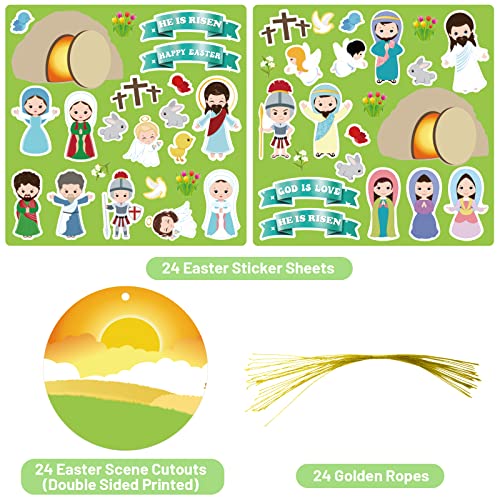 Make an Easter He Lives Sticker Scenes Easter Stickers Craft Kit for Kids Jesus Resurrection Hanging Ornaments Classroom Activity 24Pcs - WoodArtSupply