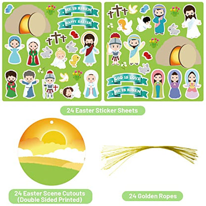 Make an Easter He Lives Sticker Scenes Easter Stickers Craft Kit for Kids Jesus Resurrection Hanging Ornaments Classroom Activity 24Pcs - WoodArtSupply