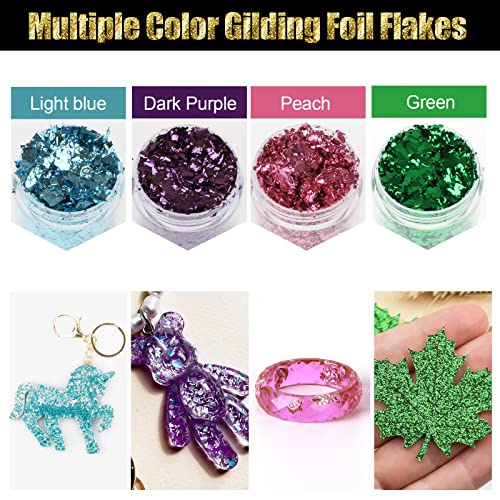 Gold Foil Flakes, 20 Bottles Gilding Flakes Set, Metallic Foil Flakes, Imitation Gold Foil Flakes with Tweezers for Resin, Nail Art, Painting, Slime Abeewin