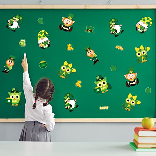 30 PCS St. Patrick Day Craft Kits for Kids DIY Leprechauns Shamrock Owl Gnome Sticker Craft Ornament St. Patrick Art Craft for Party Home Class chiazllta