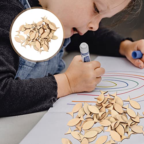 SEWACC 200pcs Unfinished Wood Fish Shapes Blank Wood Fish Cutouts Slices Pieces Tags Signs Embellishments for DIY Painting Crafts Hanging Decorations