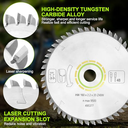 495377 Track Saw Blade for TS 55, TSC 55, TS 60, ATF 55 E, HK 55, HKC 55 festool Track Saw Plunge Cut Saw 160mm, 2.2mm, 20mm 48t ATB festool Track - WoodArtSupply