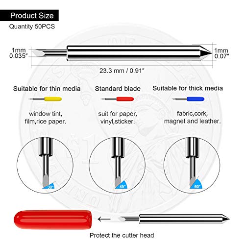 Hadwoer 50PCS Replacement Cutting Blades for Cricut Explore Air 2/Air 3/Maker/Maker 3, Includ 10PCS Fine Point Blade, 30PCS Standard Blaeds and 10PCS - WoodArtSupply