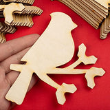 Pack of 24 Unfinished Wood Cardinal Cutouts by Factory Direct Craft - Wooden Cardinal on a Branch Blank DIY Shapes for Holiday Decorating and Factory Direct Craft