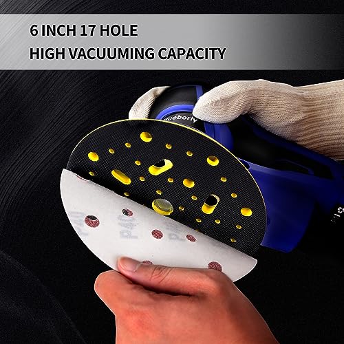 Electric Random Orbital Sander 350W Brushless Motor 3/16 in Orbit, 110V 6-Inch 10000 RPM Variable Speed Tool for Metal Fabrication, Woodworking Walls Hueborly