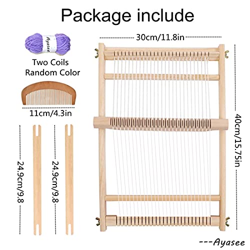 Wooden Weaving Loom, Multi-Craft Weaving Frame to Handcraft for Kids and Beginners, 15.7 x 11.8in/ 40 x 30cm Ayasee