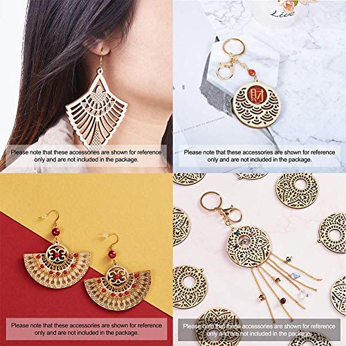 Wooden Dangle Earring Making Kit with 48Pcs Burlywood Filigree Pendants 48Pcs Jump Rings & 48Pcs Earring Hooks for DIY Craft FASHEWELRY