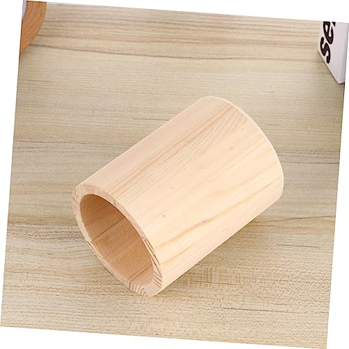 KALLORY 4 Pcs Wood Pencil Cup Makeup Brush Organizer Wood Pencil Stand Pencil Pot Holder Unfinished Wood Pen Holder Square Pen Cup Desk Pen Holder KALLORY