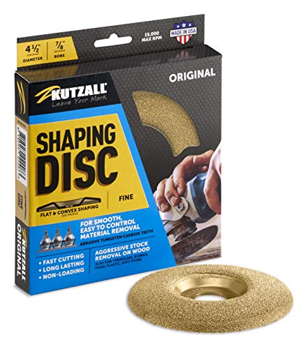 Kutzall Original Shaping Disc - Fine, 4-1⁄2" (114.3mm) Diameter X 7⁄8" (22.2mm) Bore - Coping Woodworking Angle Grinder Attachment for DeWalt, Bosch, - WoodArtSupply