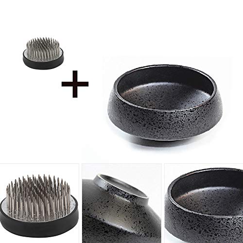WANDIC Flower Arranging Supplies, Set of 2, Round Flower Frog & Ceramic Ikebana vases for Ikebana Floral Arrangement Art Home Decoration, Bowl Shape WANDIC