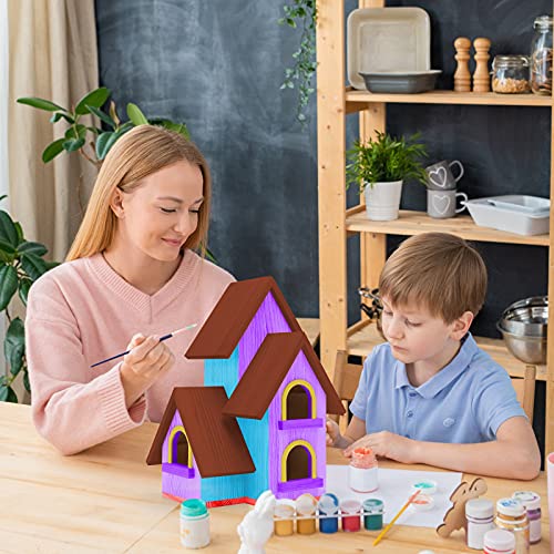 Lyfreen DIY Bird Houses for Outside Pine Wooden Bird House with Hanging Tools for Bluebird Hummingbird Wren Finch Birdhouse Bird Hut Box for Garden Lyfreen