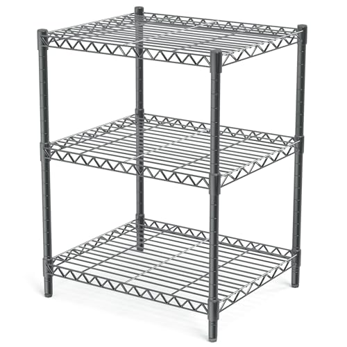 AHEONLAR 3 Tier Grey Storage Racks and Shelving - Heavy Steel Material Pantry Shelves - Adjustable Storage Shelf Metal Storage Rack Wire, Suitable