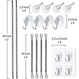 Stained Glass Window Hanging Chain Kit, Picture Hanging Chain with Suction Cup Hooks Sunshine Catcher Metal Nickel Plating Stained Glass Window Arecyuer