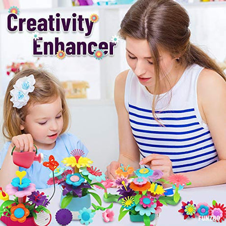 FUNZBO Flower Garden Building Toys for Girls - Toddler Toys for 3, 4, 5, 6, 7 Year Old Girls Gifts, Stacking Toys for Toddlers, Toddler Out Door FUNZBO