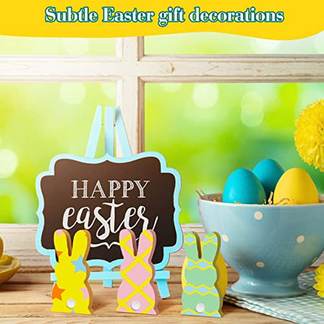 Gerrii 20 Pcs Easter Wooden Bunny Cutouts Unfinished Peep Bunny Table Wooden Signs with 22 White Felt Balls, Blank Bunny Wood Shaped Craft Tags, 30 Gerrii