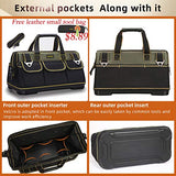 FASTECH 22-inch Wide Mouth Tool Bag with Water Proof Molded Base，Wide Mouth Tool Tote Bag,Waterproof Tool Organizer Bag for Men with Adjustable FASTECH