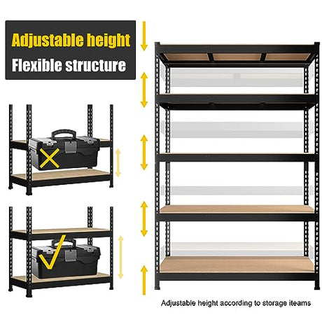 PrimeZone 47" W x 23.6" D x 71" H Large Heavy Duty Storage Shelves - 5 Tier Adjustable Garage Storage Shelving, Metal Storage Utility Rack Shelf Unit PrimeZone
