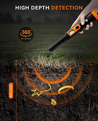 SUNPOW Metal Detector Pinpointer for Adults & Kids, Fully Waterproof, 360°Detection Handheld Pin Pointer Wand with LCD Screen, 3 Modes (Buzzer, SUNPOW