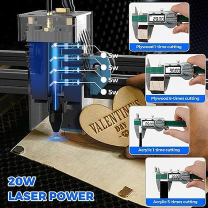 Twotrees TTS-20 Pro Laser Engraver 20W Output Laser Cutter 160W Laser Engraving Machine,98% Pre-Installed DIY Laser Cutter and Engraver CNC Laser - WoodArtSupply