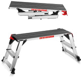 ERGOMASTER Work Platform Bench Aluminum Drywall Safe CE Approved of Capacity 330 LBS Heavy Duty Portable Bench Folding Ladders with Non Skid Rubber ERGOMASTER