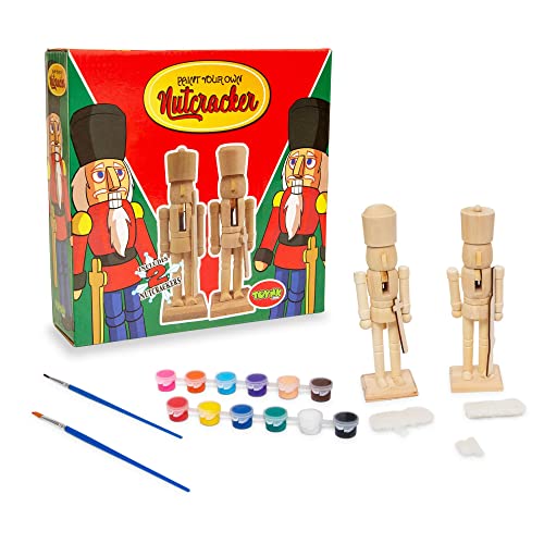 Toynk Paint Your Own 7-Inch Wooden Nutcracker Figure Craft Kit | Set of 2 Toynk
