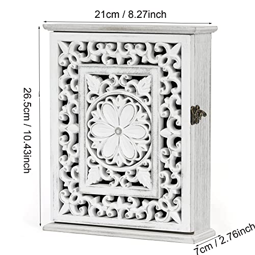 AHUONEL Wooden Key Holder for Wall, Key Box Key Cabinet, Key Hooks Wall Mounted Key Hangers Rustic Decorative Key Rack with 6 Key Hooks for Home AHUONEL