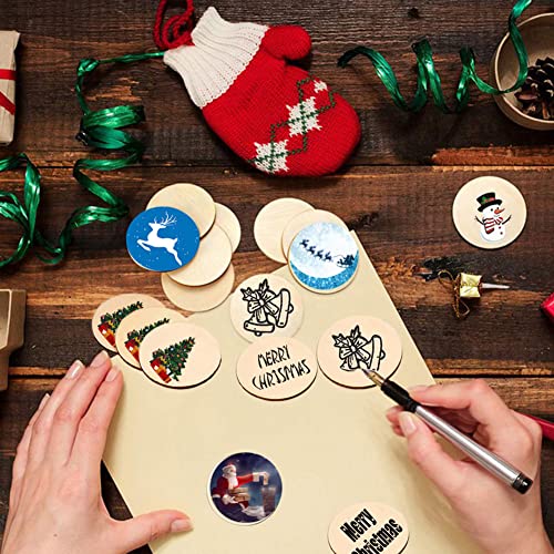 WLIANG 50 Pcs 4 Inch Wood Circles for Crafts, Unfinished Blank Wooden Circles Round Disc Cutouts for DIY, Painting, Staining, Christmas, Coasters WLIANG