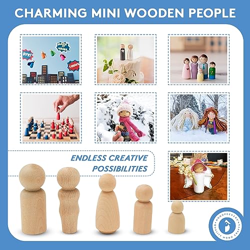 Wood Peg Doll Set, 20 Piece Wood Peg People Pack (10 Dad, 5 Boy, 5 Baby) Unfinished for Crafts & Play, by Woodpeckers Woodpeckers