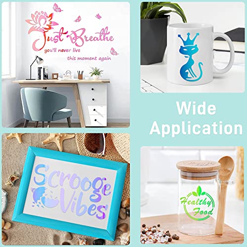 IModeur Holographic Vinyl for Cricut Opal Permanent Holographic Vinyl Bundle (5 Pack, 12” x 12”) Permanent Adhesive Vinyl Sheets for DIY Crafts, IModeur