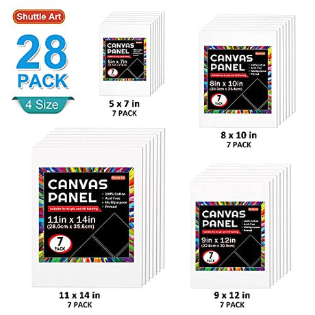 50 Pack Canvas Painting Kit, Shuttle Art Painting Supplies with 28 Multi Sizes Canvas Boards for Painting and 22 Tools including Paint Brushes, Shuttle Art