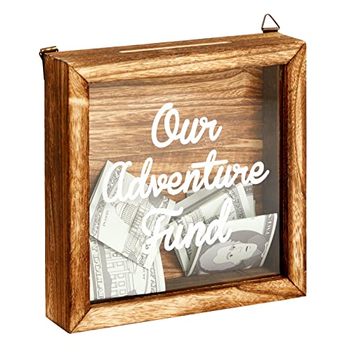 Juvale Our Adventure Fund, Vacation Shadow Box for Weddings, Honeymoon Savings Piggy Bank for Adults (7 x 7 Inches) Juvale