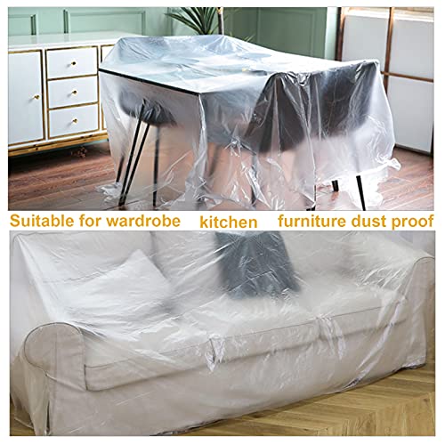 LISHINE 4 Pcs Tape and Drape 5 Ft x 65 Ft Pre-Taped Masking Film Plastic Painting Drop Film Painters Plastic Sheeting Roll Masking Paper with Tape LISHINE