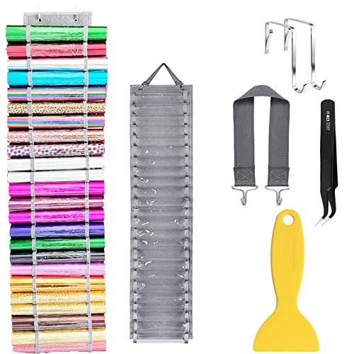 Amremsu 48 Compartments Vinyl Roll Storage, Vinyl Roll Holder Vinyl Organizer, Vinyl Storage Rack Wall Mount/Over The Door for Craft Room Organizers Amremsu