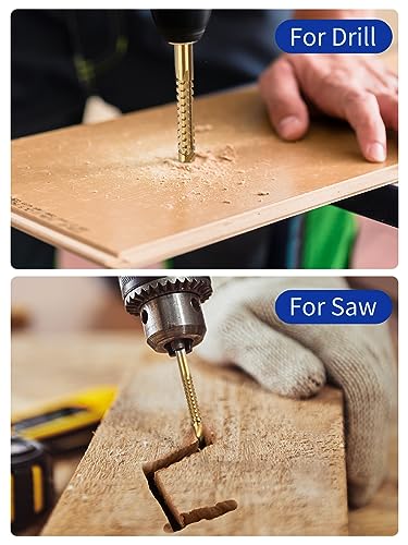 Rocaris 8 Pack Titanium Coated HSS Twist Drill Bits, 3-10mm Serrated Side Cutting Drill Bit Woodworking Tools for Plastic Metal Wood Hole Rocaris