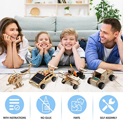 9 in 1 STEM Kits, Wooden Car Model Kit for Boys to Build, Science Experiment Projects for Age 12+, 3D Wood Puzzle, Science Educational Craft DIY