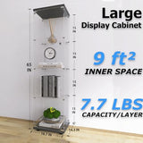 nifoti 4-Tier Floor Standing Glass Display Cabinet with Lockable Door for Collectibles and Trophies nifoti