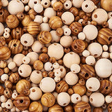 Pandahall 1010pcs Unfinished Wood Round Beads Natural Wood Loose Ball Beads for DIY Craft Jewelry Making Christmas Tree Home Decor PH PandaHall