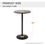 Modern 40" Black Round Bar Table with Solid Top and Sturdy Metal Base Dopinmin