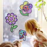 Window Suncatcher Gem Art Diamond Painting Kits for Kids - Fun Arts & Crafts 6 Sheets Flowers Gem Art Painting Kits by Numbers for Girl, Birthday atydkug