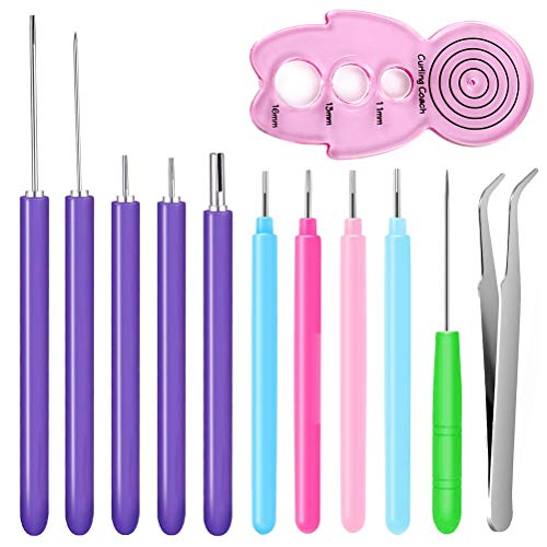 12 Pack Paper Quilling Tools Slotted Kit, Different Sizes Rolling Curling Quilling Needle Pen Paper Cardmaking Project Tools Set for Paper Quilting Pimoys