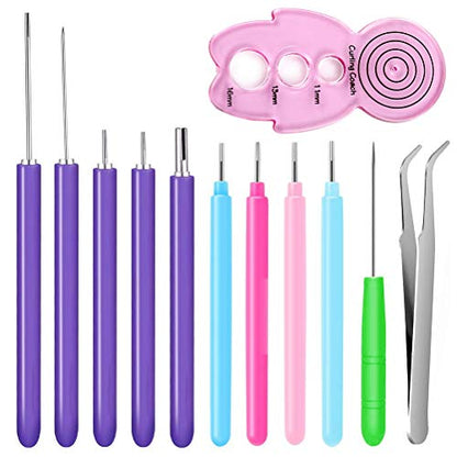 12 Pack Paper Quilling Tools Slotted Kit, Different Sizes Rolling Curling Quilling Needle Pen Paper Cardmaking Project Tools Set for Paper Quilting - WoodArtSupply