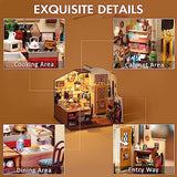 ROBOTIME Miniature House Kit DIY Miniature Dollhouse with Furniture Tiny Room Kit with LED Light Hobby Gift for Kids & Adults (Cozy Kitchen) ROBOTIME