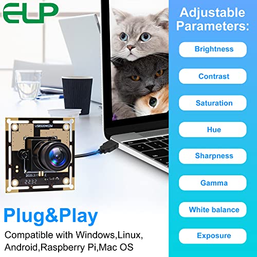 ELP 5mp HD USB Camera Module for Computer Mini UVC USB2.0 Video Embedded Webcam Board with 2.8mm Lens OV5640 Laser Engraver Lightburn Camera,3.3ft/1m ELP