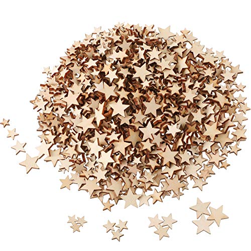 800 Pieces Christmas Wooden Stars Blank Wooden Star Slices Mini Star Embellishments Assorted Size Wooden Star Ornament for DIY Christmas Craft Making - WoodArtSupply