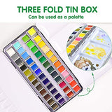 PENTRISTA Watercolor Paint set, 48 Colors Premium Solid Watercolor Half Pans in Tin Box, 1 refillable Water Brush Pen, Art Pigment Kit Perfect for PENTRISTA