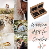 Wood Double Ring Box for Wedding Ceremony - Engraved Wooden Ring Holder for 2 Rings Engagement Proposal Wedding Ceremony Ring Bearer Box Booinxaa