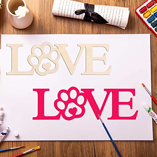 3pcs Love Paw Wood Sign Blank Wooden Dog Cat Paw Plaque Unfinished Wood DIY Crafts Cutouts Ornaments for Puppy Pet House Door Wall Decorative Creaides