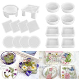 RESINWORLD 8 Pack Deep Round Square Coaster Molds + Upgrade 10 pcs Silicone Coaster Molds Kit Storage Box Mold ResinWorld